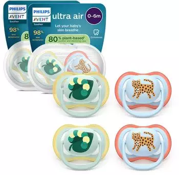 Philips AVENT Ultra Air Schnuller 0-6 Monate, 4er-Set (SCF087/19)