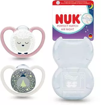 NUK Perfect Match Air Night Schnuller Schaf 6-18 Monate, 2 Stück (10176345)