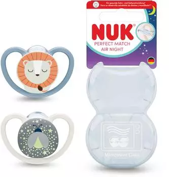 NUK Perfect Match Air Night Schnuller Löwe 6-18 Monate, 2 Stück (10176344)
