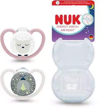 NUK Perfect Match Air Night Schnuller Schaf 0-6 Monate, 2 St&uuml;ck (10175352)
