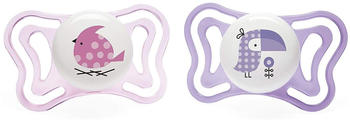 Chicco PhysioForma Light Silicone 2-6m pink birds (2 pcs.)