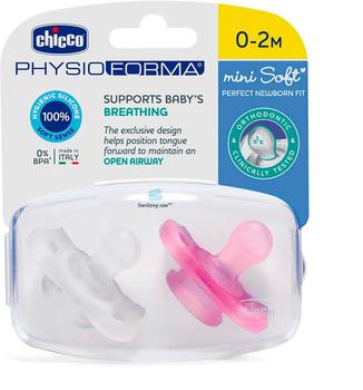 Chicco SAUGER"PHYSIOFORMA Mini Soft ROSA, 0-2M, 100% SILIKON, 2 St.