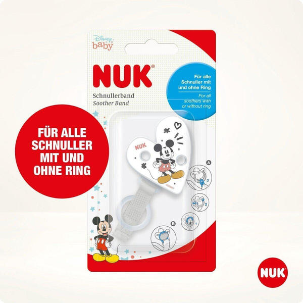 NUK Schnullerkette für alle mit und ohne Ring Disney Mickey Maus