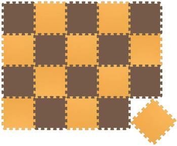 LittleTom Puzzlematte Uni Braun gelb 20 Teile Baby Kinder Puzzlematte ab Null - 30x30cm, braune Matte bunt