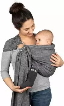 Hoppediz Ring-Sling Tragetuch Popeline denim schwarz