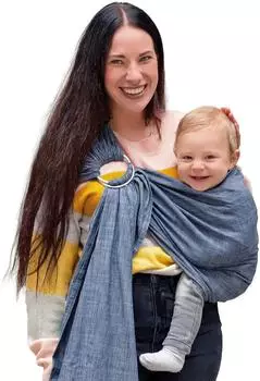 Hoppediz Ring-Sling Tragetuch Popeline Denim blau