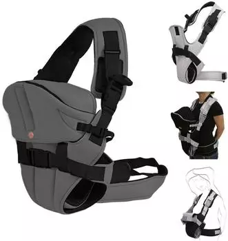 Moni Carry go Babytrage 2-in-1 Bauch & H&uuml;fte, dunkelgrau (110989)
