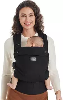 Momcozy Ergonomische Babytrage 100% Baumwolle, schwarz, 3,2-20kg (BC001-1)