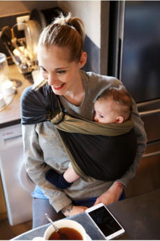Je Porte Mon Bébé Little baby wrap without a knot Charcoal Grey/Olive
