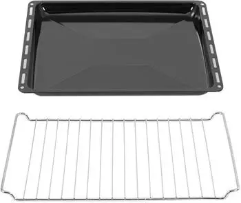 ICQN Backblech & Grillrost Set 445x375x35mm, Emailliert, Verchromt (445-set-35-bakingtray-grill)