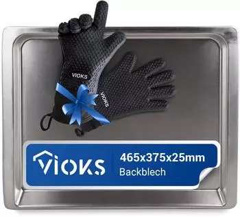 VIOKS Backblech 465x375mm mit 2 Silikon-Ofenhandschuhen (00438155)