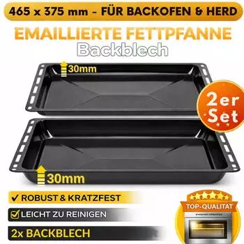 ICQN Backblech-Set 46,5x37x3cm emailliert, 2er-Set (icqn-bsh-backblech-30-30-set)