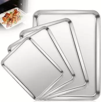 LuxusKollektion Backblech-Set 4-teilig, Edelstahl, rechteckig, spülmaschinenfest