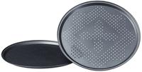 Relaxdays Pizzablech Set, &Oslash; 29 cm, antihaftbeschichtet, f&uuml;r Pizza & Flammkuchen,