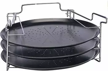 Haushalt International Pizzabackset 3 Bleche antihaft mit Backofenaufsteller 4-tlg.
