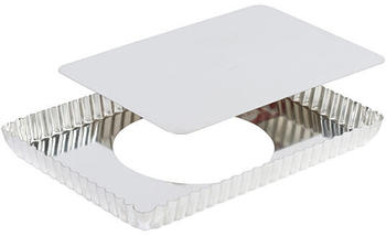 Silikomart Rectangular tin pie mold with removable bottom and fluted edges. (258105)