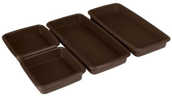 Lurch 85043 FlexiForm FlexiBlech 4 Auflaufformen/Backformen in den Größen 11x11x3cm und 11x24x3cm Premium-Platin-Silikon braun