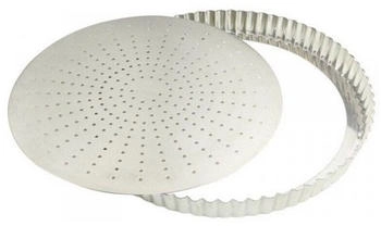 ecodis Round perforated tart mold with removable base white iron 28 cm