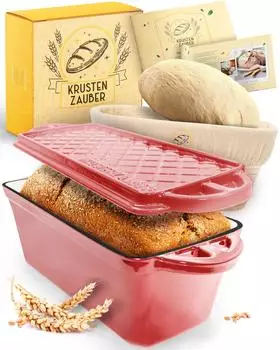 Krustenzauber Emaille Brotbackform 28cm mit Deckel in Rosa