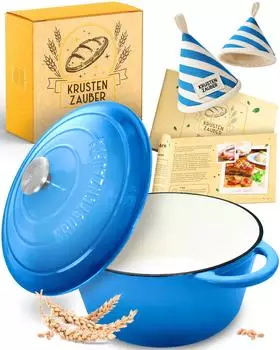 Krustenzauber 26cm Emaille Gusseisentopf in Blau Einzeln