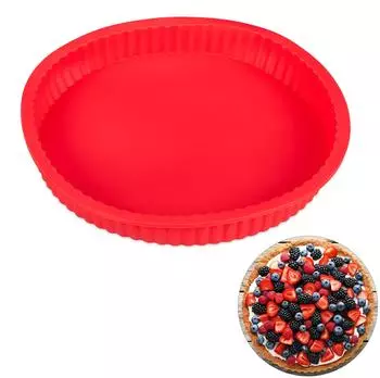 Relaxdays Obstkuchenform Silikon Ø25cm, rot (10027253)