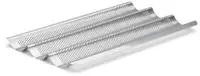 DE BUYER Edelstahl Baguette-Backblech f&uuml;r 3 Baguettes, Silber, Rechteckig