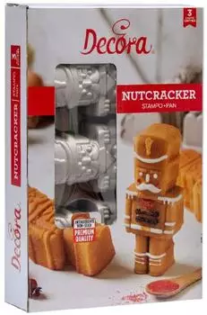 Decora Nussknacker Backform Druckguss-Aluminium 29x18x5,8cm 3 Hohlr&auml;ume (0080126)