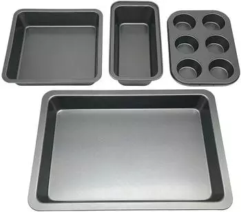 Relaxdays Backformen-Set 4-teilig (Muffinblech, Brotbackform, Bratenform, Kastenform)