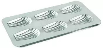 Gobel Madeleine-Backform 6 Schlemmerhaft, Weißblech, 395x200mm (164810)