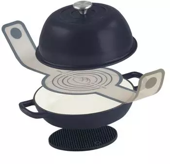 Mahlzeit Brottopf-Set emailliertes Gusseisen 6,4L, Blue Berry (mit Deckel)