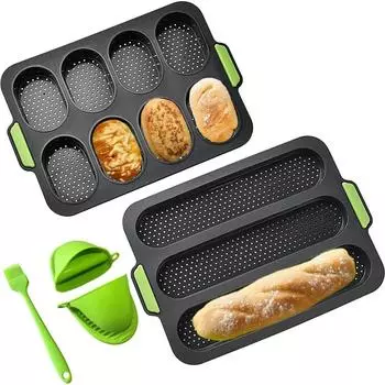LuxusKollektion Baguette-Backform Silikon mit Isolationshandclip und Ölpinsel