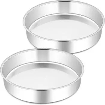 LuxusKollektion Kuchenform 2er Set, rund 21cm, Edelstahl, spülmaschinenfest (Joyfair)