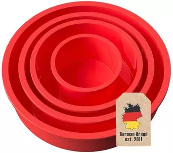 Intirilife Kuchenbackformen 4er-Set, rund, Silikon, rot (IL-100685)