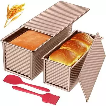 LuxusKollektion Toastbrotbackform-Set 4-teilig, Antihaft, Roségold, mit Deckel