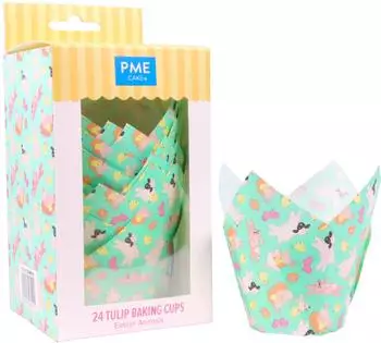 Pme Arts & Craft Oster-Tulpen-Muffinförmchen, Ostertiere, 24er-Set (EA24MC013)