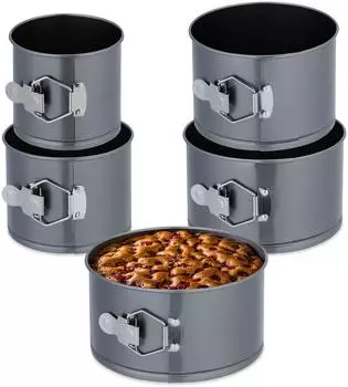 Relaxdays Springform-Set 5-teilig, Carbonstahl, antihaft