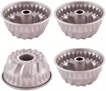 LuxusKollektion Mini Gugelhupfformen-Set, 4-tlg., 10cm, Antihaftbeschichtung, Kohlenstoffstahl