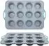 Gerster Silikon-Muffinformen-Set 12 Tassen mit Metallrahmen, hellgrau, 2er-Pack
