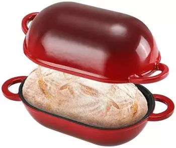 LuxusKollektion Gusseisen-Brotbackform mit Deckel, emailliert, 2,75L, rot (23cm)