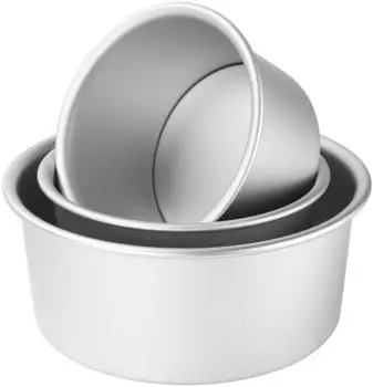 LuxusKollektion Kuchenform rund extra hoch 3er-Set Ø 15/18/23cm, eloxiertes Aluminium, abnehmbarer Boden, 10cm Höhe