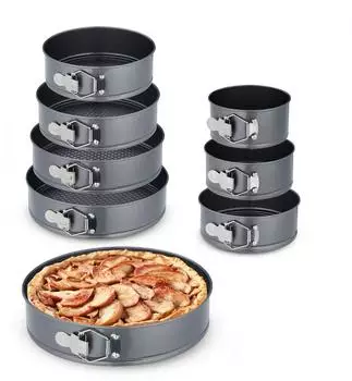 Relaxdays Springform-Set 8-tlg. Ø 14-28cm, Edelstahl antihaft, anthrazit