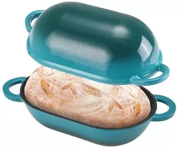 LuxusKollektion Brotbackform aus Gusseisen mit Deckel 2,75L, blau-gr&uuml;n Farbverlauf