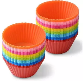 LuxusKollektion Silikon-Backf&ouml;rmchen antihaft, 48er-Pack, 8 Farben