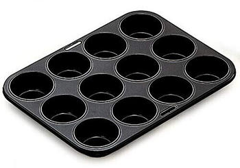 ibili Muffinform Moka mit 12 Mulden, Stahlblech, schwarz, 35 x 27 x 3 cm