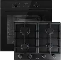 Gasline Gasherdset GB850-FIB + GAG60INB, 69 L Gas-Einbaubackofen mit Umluft und