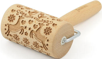 Folkroll Teigroller 3D-Motiv-Teigrolle Buchenholz, Rentier