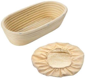 Westmark Gärköbchen-Set, 2tlg., Gärkörbchen oval + Bezug, Peddigrohr/Baumwolle, Hellbeige/Beige, 3204227B