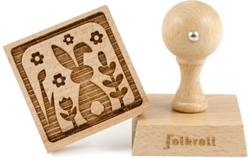 Folkroll Keksstempel Osterhase 55x55 mm Cookiestempel Backstempel Buchenholz