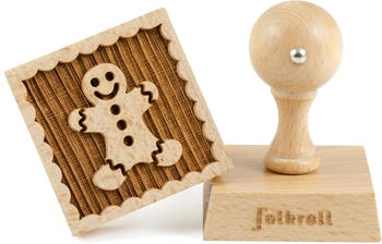 Folkroll Keksstempel Lebkuchenmann 55x55 mm Cookiestempel Backen Buchenholz