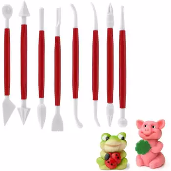 Westmark Modellierset für Marzipan und Fondant, 8-tlg., Kunststoff, Rot/Weiß, 30362280